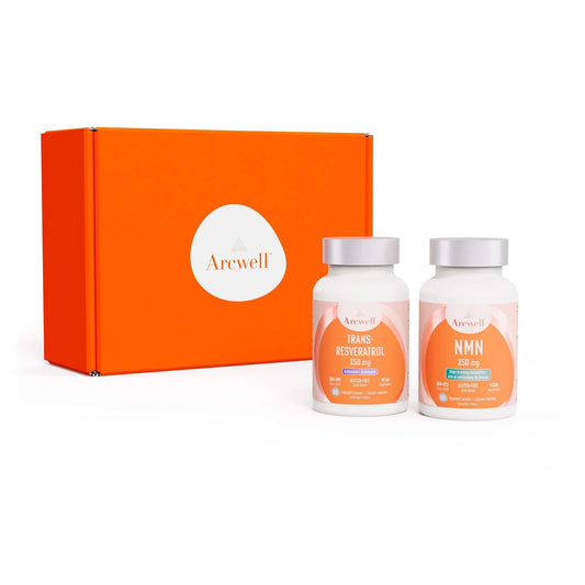 Arcwell longevity bundle, 1 bottle of 60 capsule NMN & 1 bottle of 60 capsule trans-Resveratrol