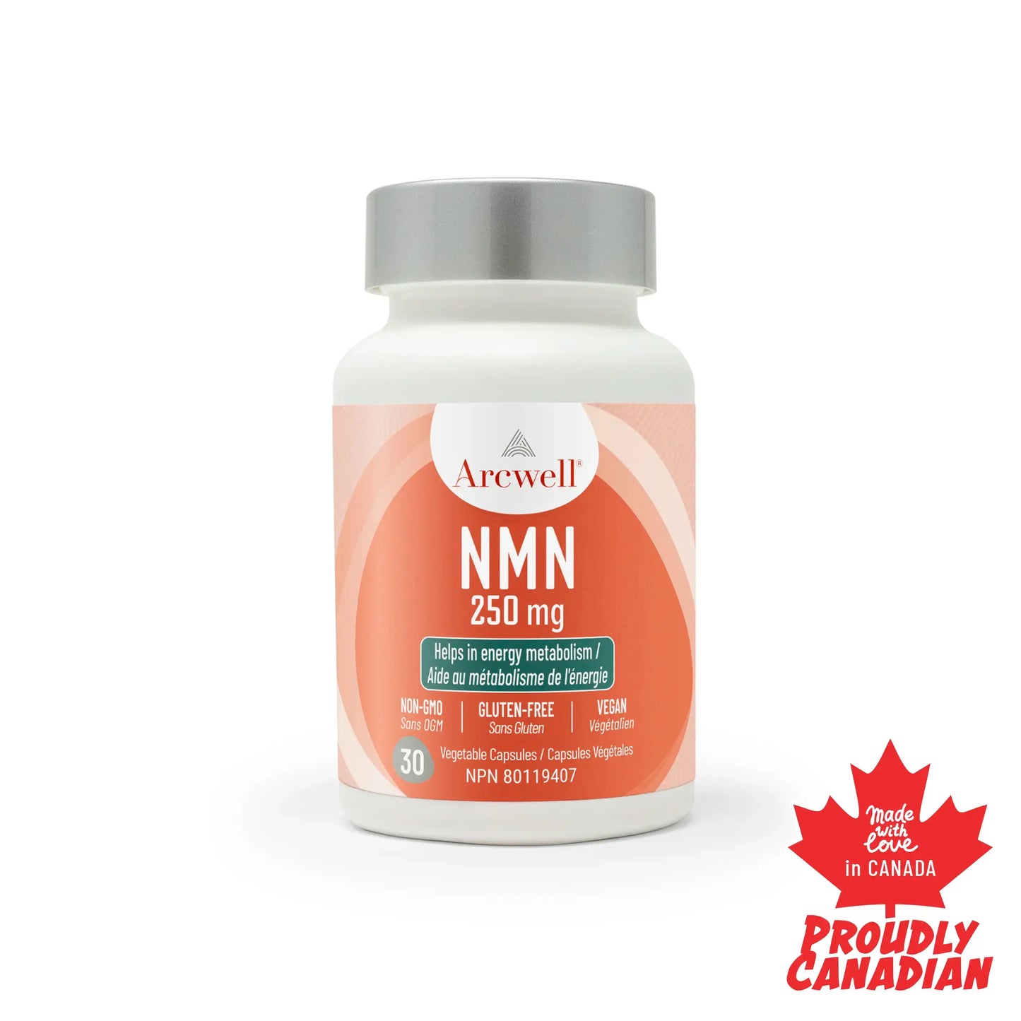 Arcwell NMN, 250 mg, boost NAD+, source of vitamin B3