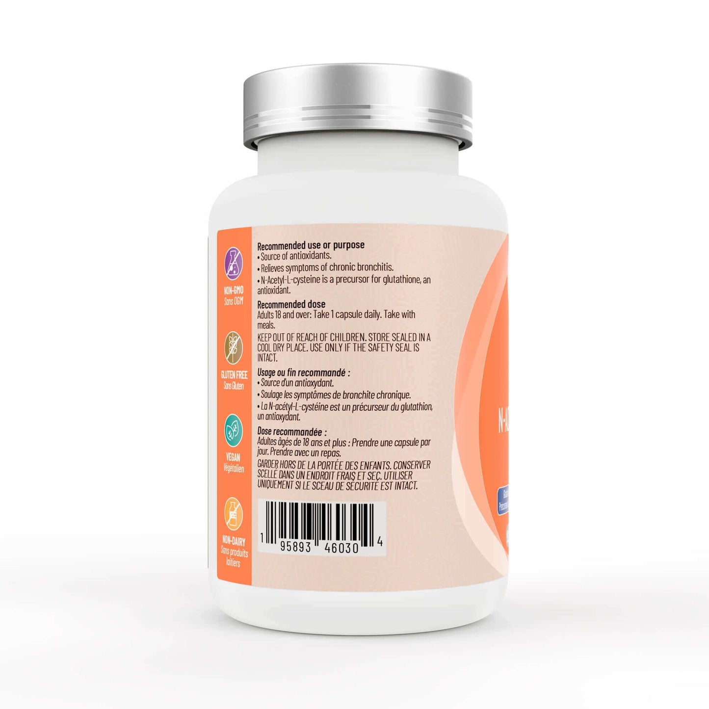Arcwell NAC N-acetyl-l-cysteine, 600 mg, glutathione precursor, 90 vegetable capsules